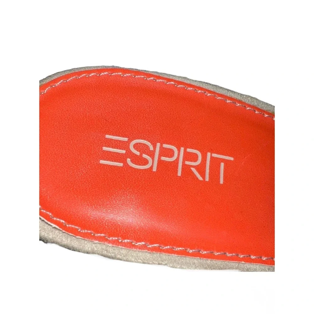 Esprit Womens 9.5M Orange Beige Strappy Platform Block Heel Sandals